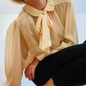 Vintage Golden yellow puff sleeve Peter Pan collar